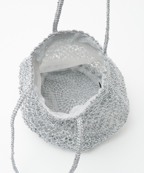 collex（コレックス）の「【ANANS】　SMALL マクラメ メタリック トートバッグ（かごバッグ・レディース・シルバー/ゴールド/ブラック・フリー）」の4枚目の写真