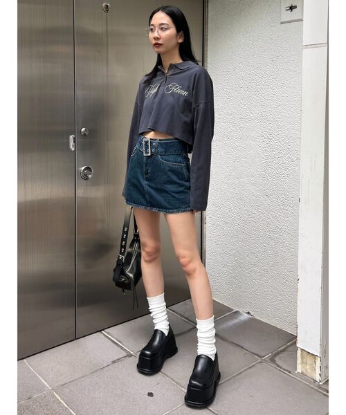 EMODA(エモダ)の「グラフィカルポロロングTシャツ(Tシャツ/カットソー・レディース・ネイビー/グレー/その他・FREE)」の6枚目の写真