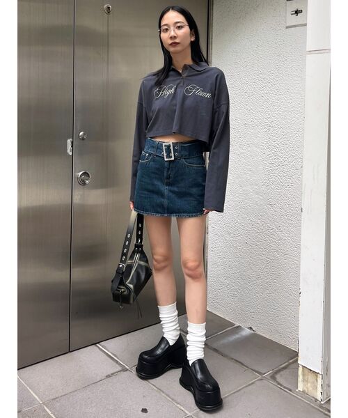 EMODA(エモダ)の「グラフィカルポロロングTシャツ(Tシャツ/カットソー・レディース・ネイビー/グレー/その他・FREE)」の7枚目の写真