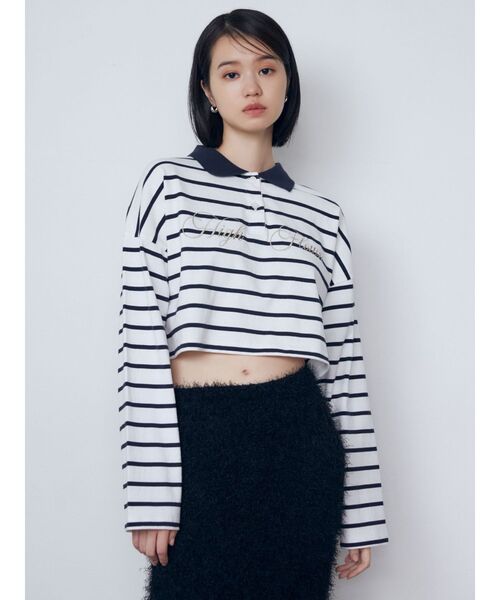 EMODA(エモダ)の「グラフィカルポロロングTシャツ(Tシャツ/カットソー・レディース・ネイビー/グレー/その他・FREE)」の9枚目の写真