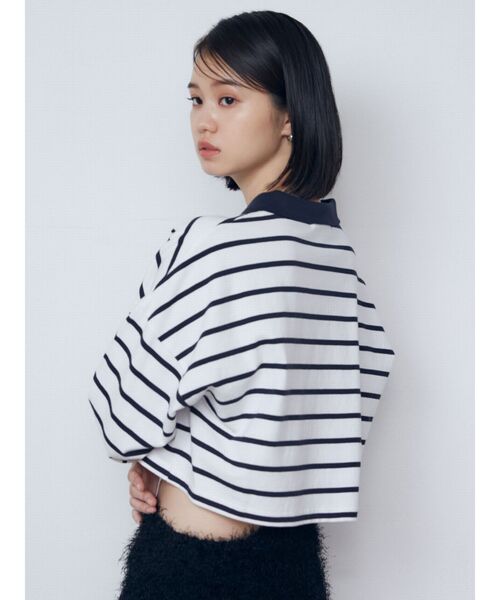 EMODA(エモダ)の「グラフィカルポロロングTシャツ(Tシャツ/カットソー・レディース・ネイビー/グレー/その他・FREE)」の10枚目の写真