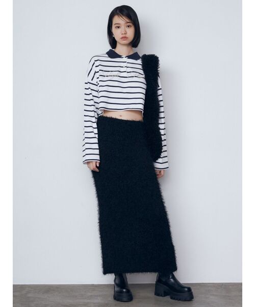 EMODA(エモダ)の「グラフィカルポロロングTシャツ(Tシャツ/カットソー・レディース・ネイビー/グレー/その他・FREE)」の11枚目の写真