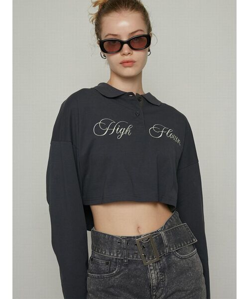 EMODA(エモダ)の「グラフィカルポロロングTシャツ(Tシャツ/カットソー・レディース・ネイビー/グレー/その他・FREE)」の12枚目の写真