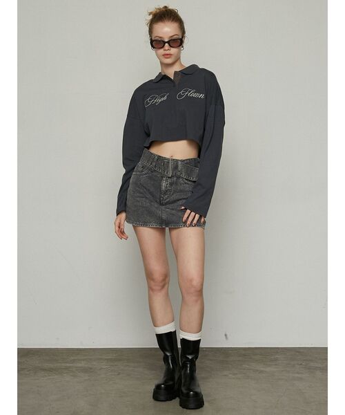 EMODA(エモダ)の「グラフィカルポロロングTシャツ(Tシャツ/カットソー・レディース・ネイビー/グレー/その他・FREE)」の14枚目の写真