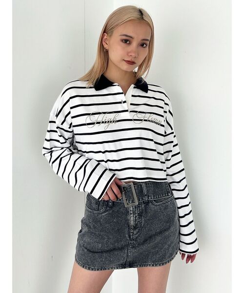 EMODA(エモダ)の「グラフィカルポロロングTシャツ(Tシャツ/カットソー・レディース・ネイビー/グレー/その他・FREE)」の16枚目の写真