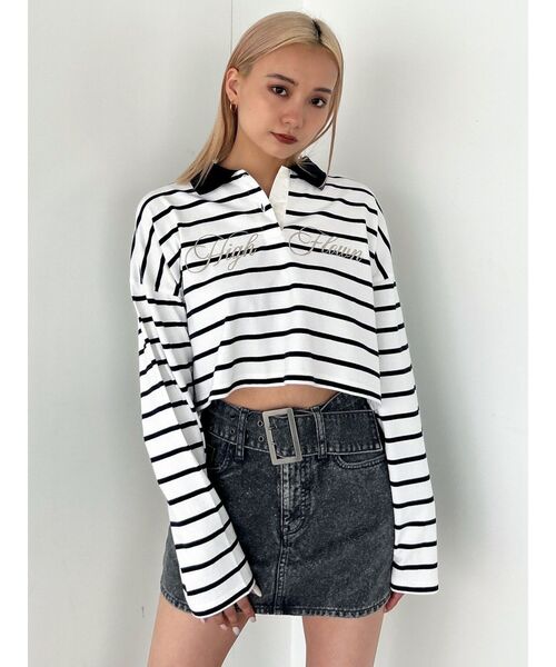 EMODA(エモダ)の「グラフィカルポロロングTシャツ(Tシャツ/カットソー・レディース・ネイビー/グレー/その他・FREE)」の17枚目の写真