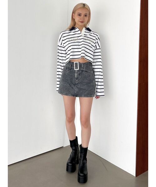 EMODA(エモダ)の「グラフィカルポロロングTシャツ(Tシャツ/カットソー・レディース・ネイビー/グレー/その他・FREE)」の18枚目の写真