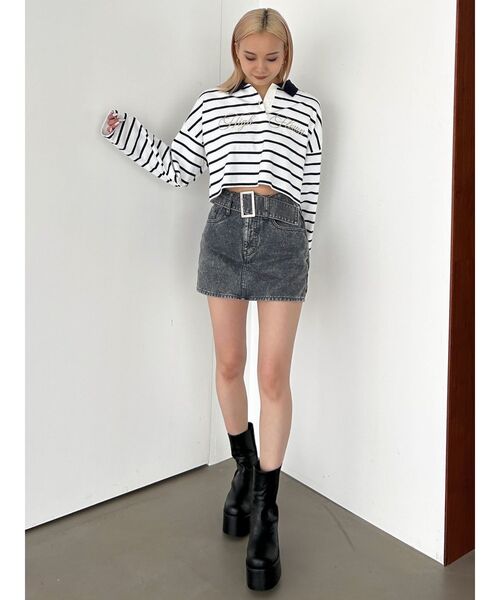 EMODA(エモダ)の「グラフィカルポロロングTシャツ(Tシャツ/カットソー・レディース・ネイビー/グレー/その他・FREE)」の20枚目の写真