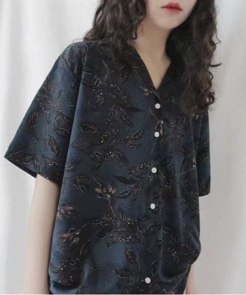 SHEENA（シーナ）の「ボタニカル柄オープンカラーシャツ（シャツ/ブラウス・レディース・ネイビー・M）」の18枚目の写真