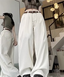 タックワイドデニムパンツ