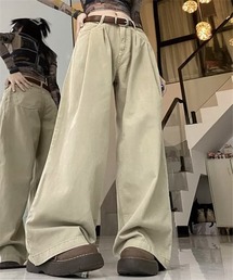 タックワイドデニムパンツ