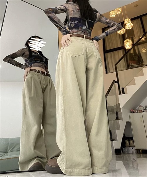 FREE STYLISTS（フリー スタイリスト）の「タックワイドデニムパンツ（デニムパンツ・レディース・カーキ/ホワイト・S/M/L/XL/2XL）」の12枚目の写真