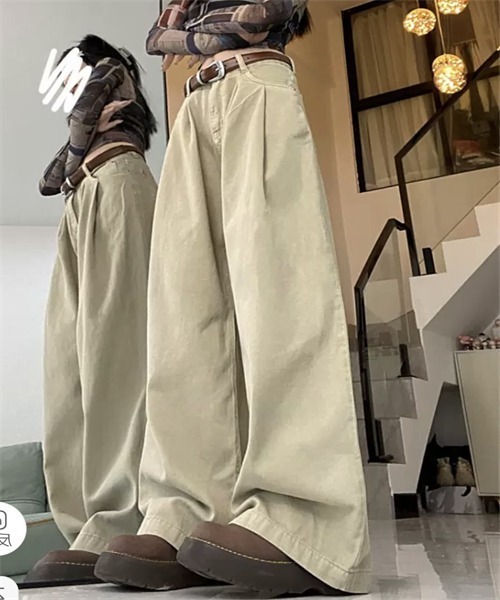 FREE STYLISTS（フリー スタイリスト）の「タックワイドデニムパンツ（デニムパンツ・レディース・カーキ/ホワイト・S/M/L/XL/2XL）」の11枚目の写真