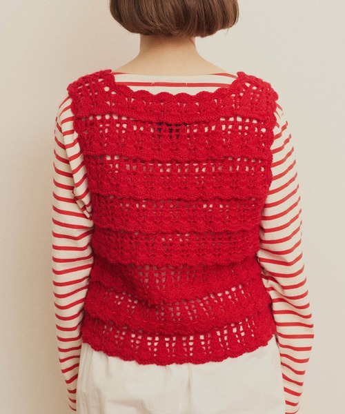 ネパール　ギルボックスかぎ針Vネックベスト Dot＆Stripes CHILD WOMAN（ドットアンドストライプス