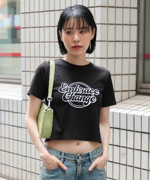 3.3 Field Trip （3.3フィールドトリップ）の「3.3 Field Trip／シシュウロゴリブT（Tシャツ/カットソー・レディース・ホワイト/ブラック・FREE）」の2枚目の写真