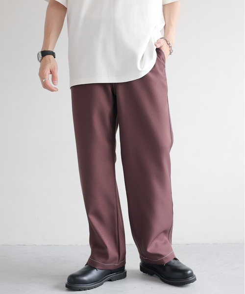 RAGEBLUE（レイジブルー）の「Stitch wide easy slacks/配色ステッチ/イージーワイドスラックス（スラックス・メンズ・オフホワイト/グレー/ブラック/ブラウン系その他・SMALL/MEDIUM/LARGE）」の20枚目の写真