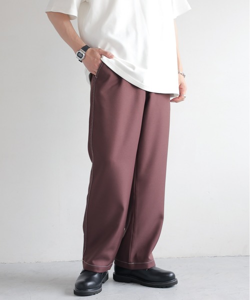 RAGEBLUE（レイジブルー）の「Stitch wide easy slacks/配色ステッチ/イージーワイドスラックス（スラックス・メンズ・オフホワイト/グレー/ブラック/ブラウン系その他・SMALL/MEDIUM/LARGE）」の21枚目の写真