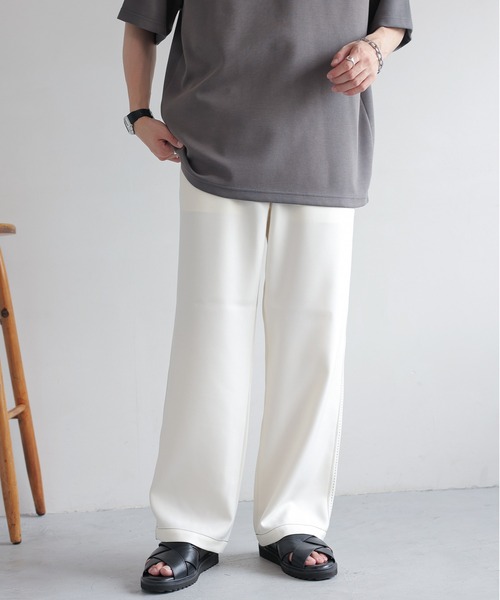 RAGEBLUE（レイジブルー）の「Stitch wide easy slacks/配色ステッチ/イージーワイドスラックス（スラックス・メンズ・オフホワイト/グレー/ブラック/ブラウン系その他・SMALL/MEDIUM/LARGE）」の5枚目の写真