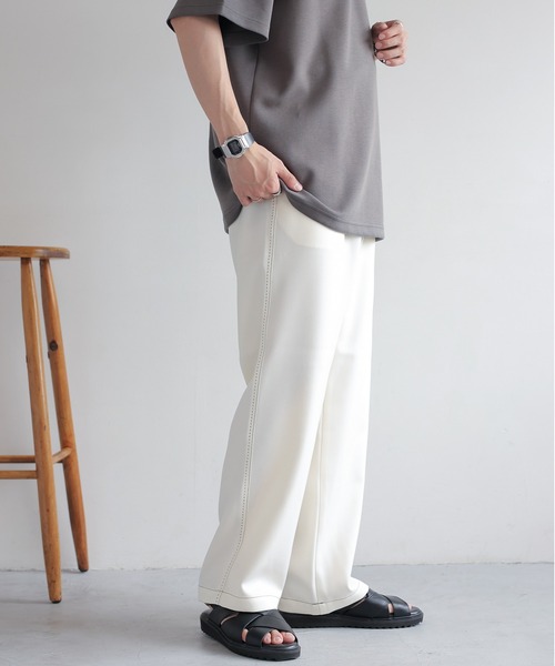 RAGEBLUE（レイジブルー）の「Stitch wide easy slacks/配色ステッチ/イージーワイドスラックス（スラックス・メンズ・オフホワイト/グレー/ブラック/ブラウン系その他・SMALL/MEDIUM/LARGE）」の8枚目の写真