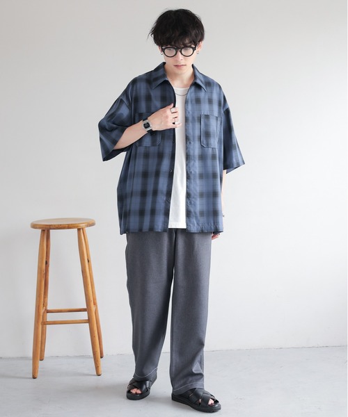 RAGEBLUE（レイジブルー）の「Stitch wide easy slacks/配色ステッチ/イージーワイドスラックス（スラックス・メンズ・オフホワイト/グレー/ブラック/ブラウン系その他・SMALL/MEDIUM/LARGE）」の14枚目の写真