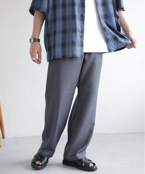 RAGEBLUE（レイジブルー）の「Stitch wide easy slacks/配色ステッチ/イージーワイドスラックス（スラックス・メンズ・オフホワイト/グレー/ブラック/ブラウン系その他・SMALL/MEDIUM/LARGE）」の17枚目の写真