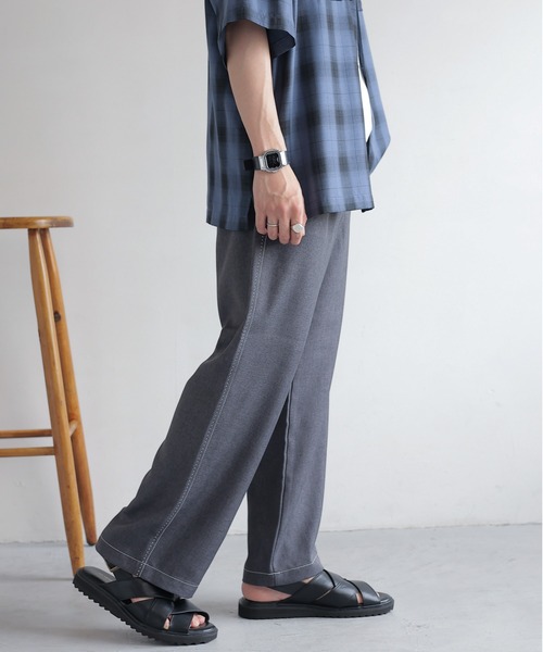 RAGEBLUE（レイジブルー）の「Stitch wide easy slacks/配色ステッチ/イージーワイドスラックス（スラックス・メンズ・オフホワイト/グレー/ブラック/ブラウン系その他・SMALL/MEDIUM/LARGE）」の18枚目の写真