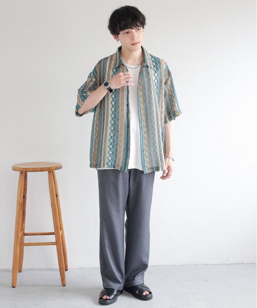 RAGEBLUE（レイジブルー）の「Stitch wide easy slacks/配色ステッチ/イージーワイドスラックス（スラックス・メンズ・オフホワイト/グレー/ブラック/ブラウン系その他・SMALL/MEDIUM/LARGE）」の12枚目の写真