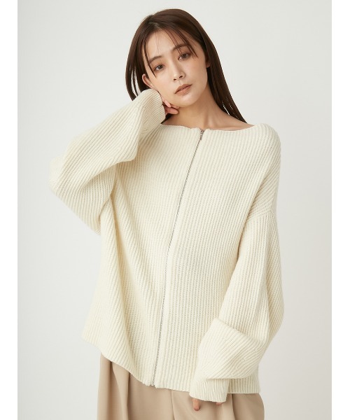 FRAY I.D(フレイアイディー)の「2wayオフショルスキッパージップニット(ニット/セーター・レディース・ピンク/アイボリー/グレー・FREE)」の14枚目の写真