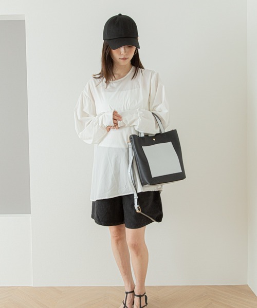 Rename（リネーム）の「Rename 2way コンパクト ミニ トート ショルダーバッグ（ショルダーバッグ・レディース・スカイブルー/ブラック/シルバー/アイボリー系/ブラック×シルバー/モカ・FREE）」の9枚目の写真