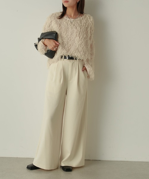 Lui's(ルイス)の「ワイドストレートパンツ(その他パンツ・レディース・オフホワイト/ブラック/グレー・36/38)」の7枚目の写真