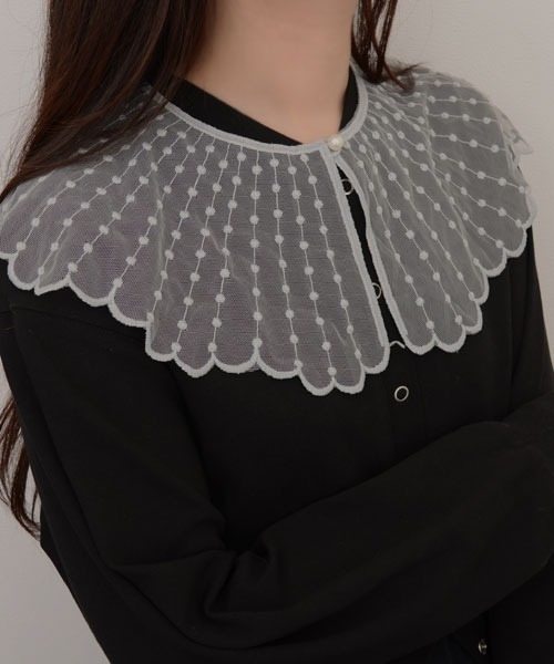 ヴィンテージ　レース　インテリア　ショール 付け襟　繊細 繊細なアンティークレース付け襟 gla-1736の通販｜こよなく