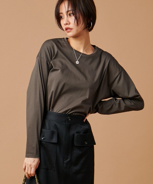 marmors（マルモア）の「【marmors】long t-shirt（Tシャツ/カットソー・レディース・ブラック/ホワイト/チャコールグレー・36）」の3枚目の写真