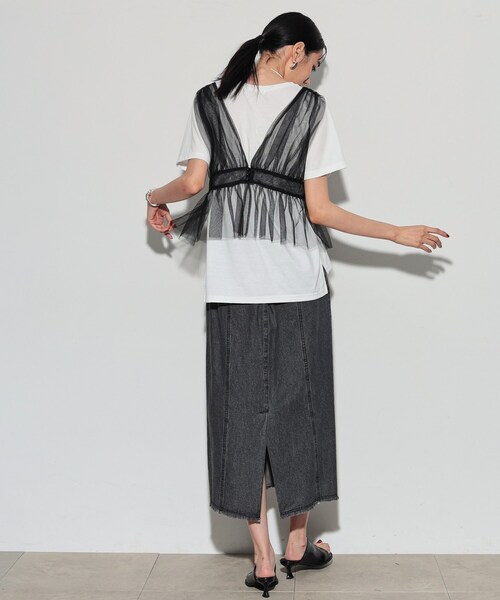 GALLEST(ギャレスト)の「チュールビスチェセットTシャツ(Tシャツ/カットソー・レディース・ホワイト/ベージュ/ブラック・38)」の10枚目の写真