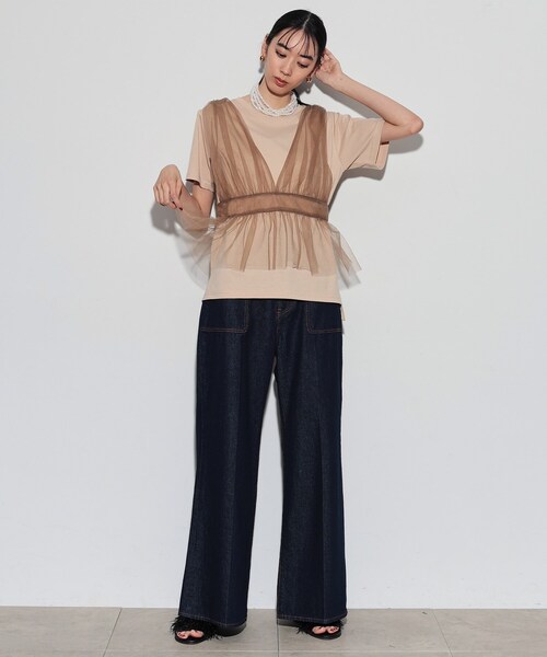 GALLEST(ギャレスト)の「チュールビスチェセットTシャツ(Tシャツ/カットソー・レディース・ホワイト/ベージュ/ブラック・38)」の13枚目の写真