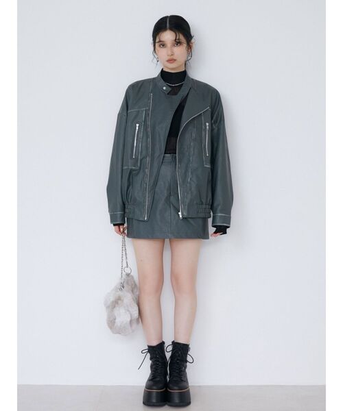 セール】【SET UP対応】ヴィンテージライクフェイクレザーミニスカート