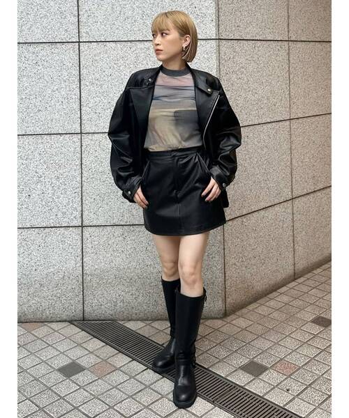 MURUA（ムルーア）の「【SET UP対応】ヴィンテージライクフェイクレザーミニスカート（スカート・レディース・ブラウン/ブラック/ブルー・1/2）」の7枚目の写真