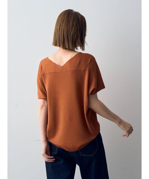 YECCA VECCA(イェッカヴェッカ)の「ラメVネックドルマンニット(ニット/セーター・レディース・ブラック/テラコッタ/ベージュ・FREE)」の12枚目の写真