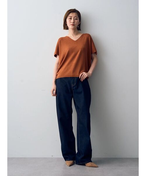 YECCA VECCA(イェッカヴェッカ)の「ラメVネックドルマンニット(ニット/セーター・レディース・ブラック/テラコッタ/ベージュ・FREE)」の15枚目の写真