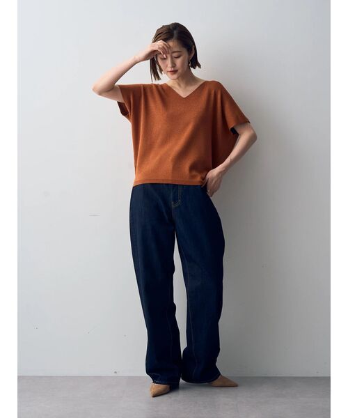 YECCA VECCA(イェッカヴェッカ)の「ラメVネックドルマンニット(ニット/セーター・レディース・ブラック/テラコッタ/ベージュ・FREE)」の16枚目の写真
