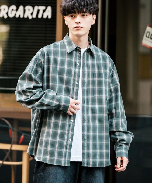 デザイン古着 格子柄オーバーサイズシャツ 28 wim719-03.jpg