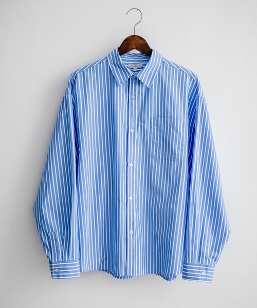 Rocky Monroe（ロッキーモンロー）の「オーバーサイズ 無地 チェック柄 ストライプ柄 レギュラーカラーブロードシャツ（シャツ/ブラウス・メンズ・ブルー系1/ブラック系/ブラック/ホワイト系/ブルー系/ブルー/ホワイト/グリーン/ブラック系1/オレンジ・M/XL/L）」の21枚目の写真