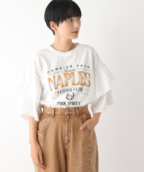 LEPSIM(レプシィム)の「サイド布帛カット 141597(Tシャツ/カットソー・レディース・ブラック/オフホワイト・FREE)」の1枚目の写真