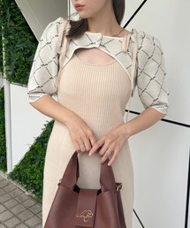 【2点セット】ショートボレロ+ニットロングワンピースセット