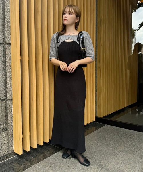 セール】【2点セット】ショートボレロ+ニットロングワンピース セール】【2点セット】ショートボレロ+ニットロングワンピース