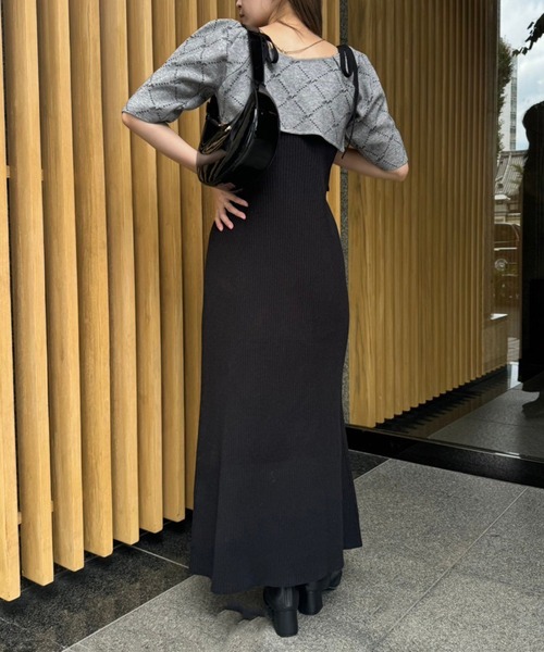 one after another NICE CLAUP(ワンアフターアナザーナイスクラップ)の「【2点セット】ショートボレロ+ニットロングワンピースセット(ワンピース・レディース・アイボリー/ブラック/グレー・FREE)」の15枚目の写真