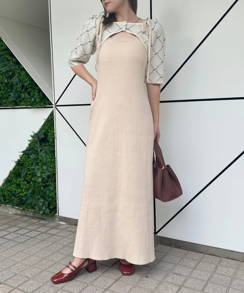 セール】【2点セット】ショートボレロ+ニットロングワンピース セール】【2点セット】ショートボレロ+ニットロングワンピース