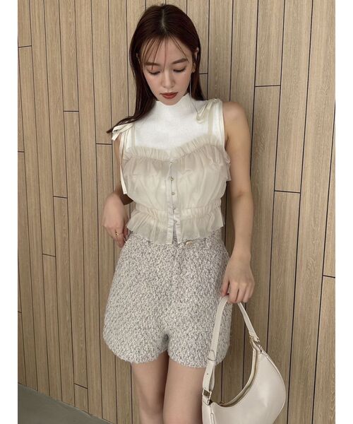 dazzlin（ダズリン）の「【セットアップ対応】コンパクトツイードショートパンツ（その他パンツ・レディース・ベージュ/ピンク・SMALL/MEDIUM）」の6枚目の写真