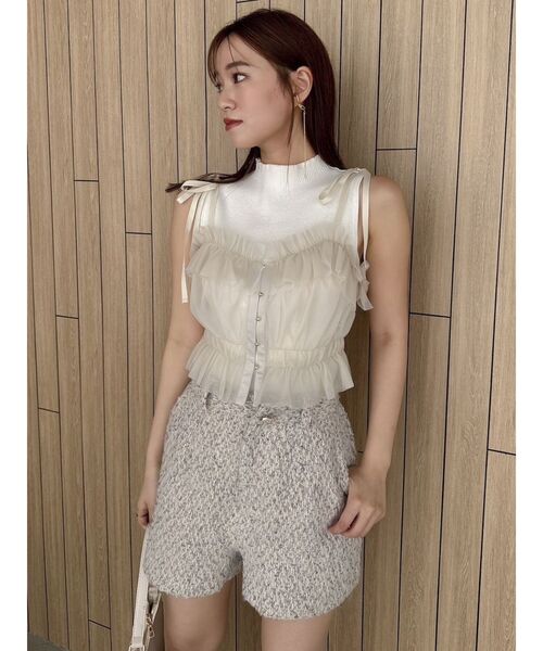 dazzlin（ダズリン）の「【セットアップ対応】コンパクトツイードショートパンツ（その他パンツ・レディース・ベージュ/ピンク・SMALL/MEDIUM）」の5枚目の写真