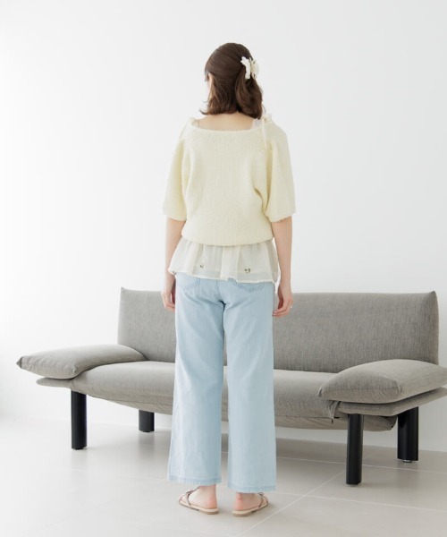 ニット セーター 「CRANK」ANGORA LINE FLOWER KNITWEAR レディース CRANK】ANGORA LINE FLOWER KNITWEAR（ニット/セーター）｜CRANK