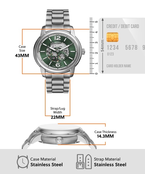 FOSSIL(フォッシル)の「フォッシル 腕時計 メンズ アナログ ステンレス ME3262(アナログ腕時計・メンズ・シルバー・FREE)」の4枚目の写真